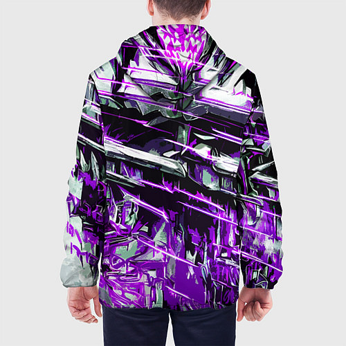 Мужская куртка Агрессивный металл и фиолетовые линии / 3D-Черный – фото 4