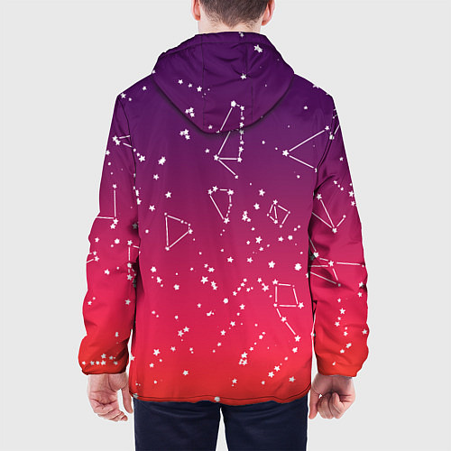 Мужская куртка Созвездия в розовом небе / 3D-Черный – фото 4