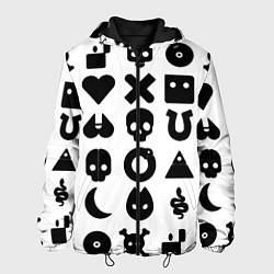 Куртка с капюшоном мужская Love death robots pattern white, цвет: 3D-черный