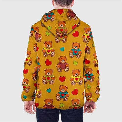 Мужская куртка Игрушечные мишки и разноцветные сердца / 3D-Черный – фото 4