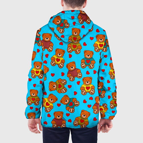 Мужская куртка Мишки в цветных свитерах и сердечки / 3D-Черный – фото 4