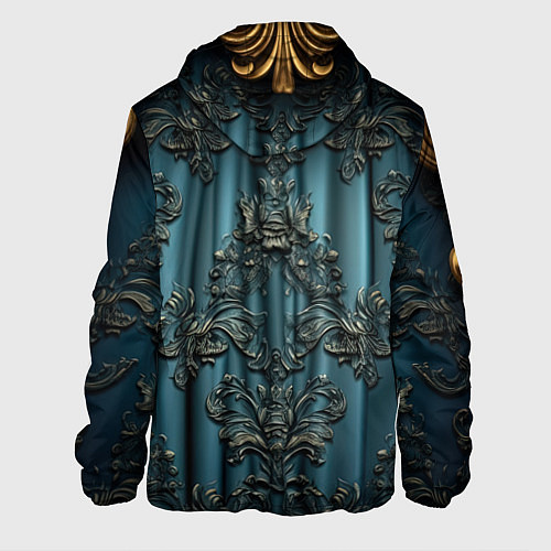 Мужская куртка Синий шелк с золотой лепниной / 3D-Белый – фото 2
