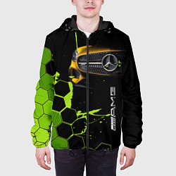 Куртка с капюшоном мужская Мерседес AMG тёмный, цвет: 3D-черный — фото 2