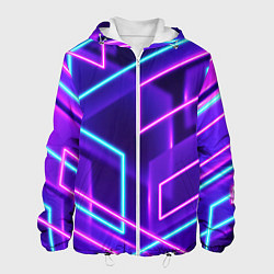 Куртка с капюшоном мужская Neon Geometric, цвет: 3D-белый