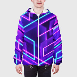 Куртка с капюшоном мужская Neon Geometric, цвет: 3D-белый — фото 2