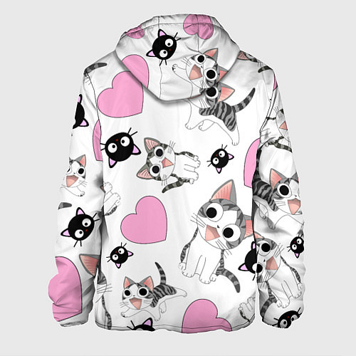 Мужская куртка Влюблённый котик аниме и сердечки / 3D-Белый – фото 2