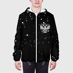 Куртка с капюшоном мужская Россия герб рф текстура, цвет: 3D-белый — фото 2