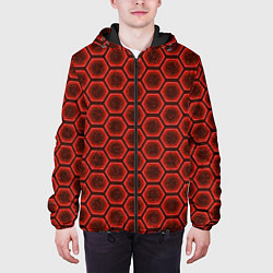 Куртка с капюшоном мужская Энергетический щит - красный, цвет: 3D-черный — фото 2