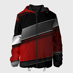 Куртка с капюшоном мужская Красный серый и черный, цвет: 3D-черный