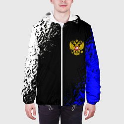 Куртка с капюшоном мужская Герб РФ краски текстура, цвет: 3D-белый — фото 2