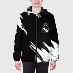 Куртка с капюшоном мужская Real madrid белые краски текстура, цвет: 3D-черный — фото 2