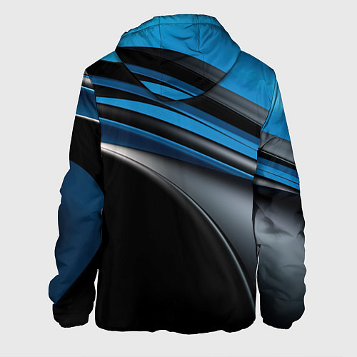 Мужская куртка Синяя и черная абстракция геометрическая / 3D-Черный – фото 2