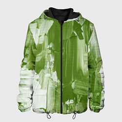 Куртка с капюшоном мужская Текстура белой и зелёной краски, цвет: 3D-черный