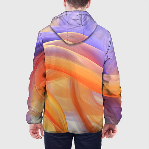 Мужская куртка Оранжевая и синяя абстрактная дуга / 3D-Черный – фото 4