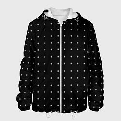 Куртка с капюшоном мужская Черный в белую точку, цвет: 3D-белый