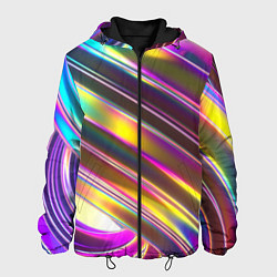 Куртка с капюшоном мужская Неоновый скрученный металл разноцветный, цвет: 3D-черный