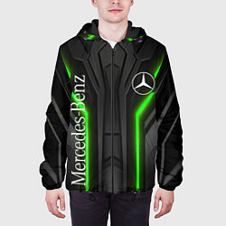 Куртка с капюшоном мужская Мерседес неон геометрия, цвет: 3D-черный — фото 2