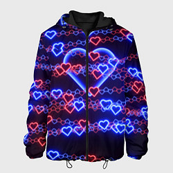 Куртка с капюшоном мужская Оковы-сердца, синяя половинка, цвет: 3D-черный