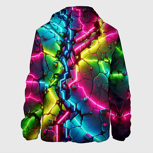 Мужская куртка Трещина - неон / 3D-Белый – фото 2