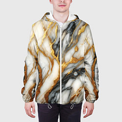 Куртка с капюшоном мужская Мрамор - текстура, цвет: 3D-белый — фото 2