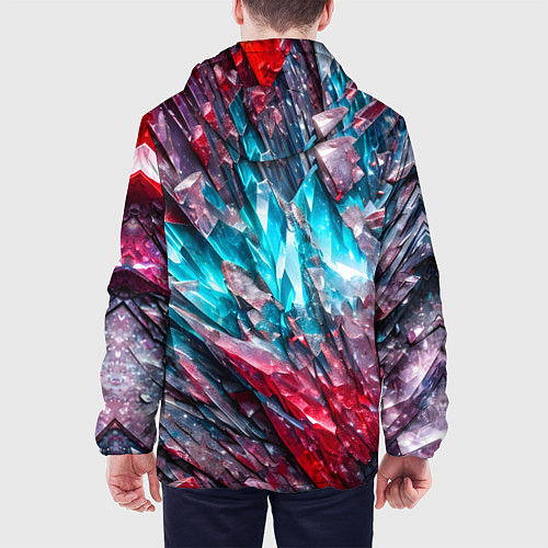 Мужская куртка Синие и красные драгоценные кристаллы / 3D-Черный – фото 4
