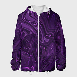 Куртка с капюшоном мужская Абстакция на темно фиолетовом, цвет: 3D-белый