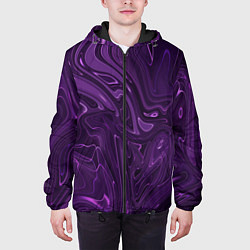 Куртка с капюшоном мужская Абстакция на темно фиолетовом, цвет: 3D-черный — фото 2