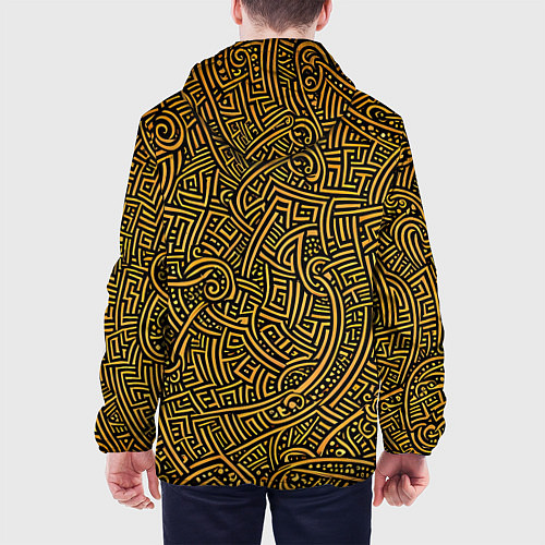 Мужская куртка Золотые узоры на черном фоне / 3D-Черный – фото 4