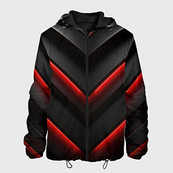Куртка с капюшоном мужская Красное свечение на черном, цвет: 3D-черный