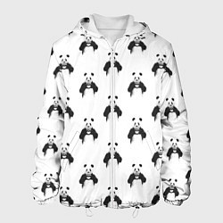 Куртка с капюшоном мужская Panda love - pattern, цвет: 3D-белый