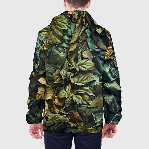 Мужская куртка Реалистичный камуфляж из листьев / 3D-Черный – фото 4