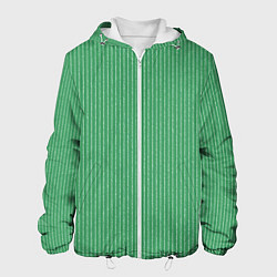 Куртка с капюшоном мужская Нефритовый зелёный в полоску, цвет: 3D-белый