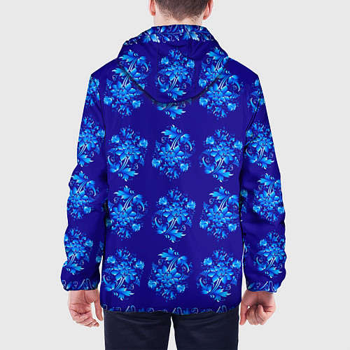 Мужская куртка Узоры гжель на синем фоне / 3D-Черный – фото 4