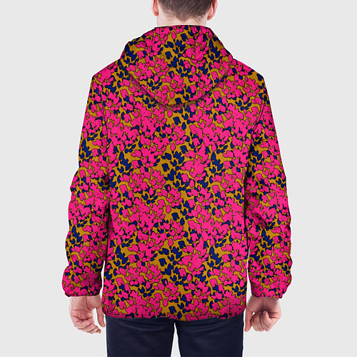 Мужская куртка Взаимосвязанные листочки, розового жёлтого и синег / 3D-Черный – фото 4