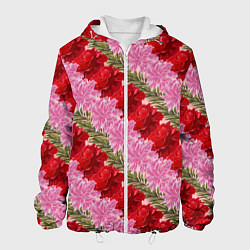 Куртка с капюшоном мужская Фон с лилиями и розами, цвет: 3D-белый