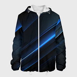 Куртка с капюшоном мужская Темно-синий абстрактный фон абстракция, цвет: 3D-белый