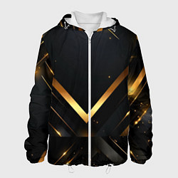 Куртка с капюшоном мужская Gold luxury black abstract, цвет: 3D-белый