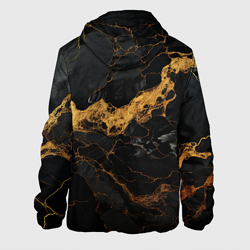 Мужская куртка Золотистые волны на черной материи / 3D-Белый – фото 2