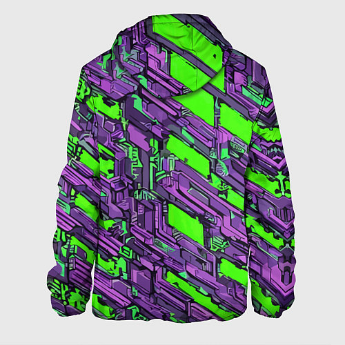 Мужская куртка Фиолетовые фрагменты на зелёном фоне / 3D-Белый – фото 2
