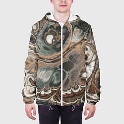 Куртка с капюшоном мужская Абстрактный разноцветный узор, цвет: 3D-белый — фото 2