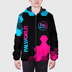 Куртка с капюшоном мужская Palworld - neon gradient вертикально, цвет: 3D-черный — фото 2