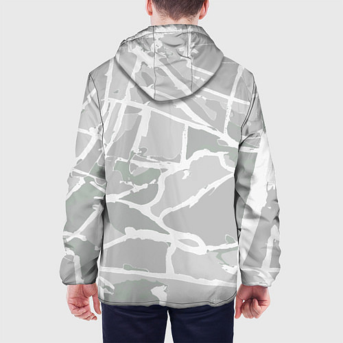 Мужская куртка Серо-белая геометрия / 3D-Черный – фото 4