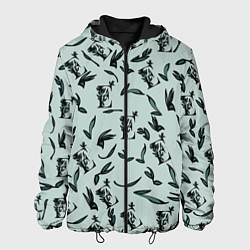 Куртка с капюшоном мужская Листья и буква Е, цвет: 3D-черный