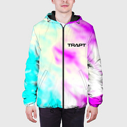 Куртка с капюшоном мужская Trapt текстура градиент неоновые краски, цвет: 3D-черный — фото 2