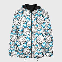 Куртка с капюшоном мужская Мячи волейбольные паттерн, цвет: 3D-черный