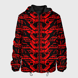 Куртка с капюшоном мужская Красная техно-броня на чёрном фоне, цвет: 3D-черный