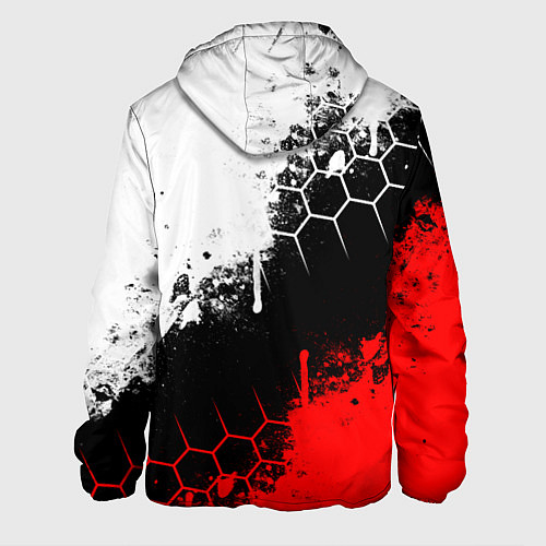 Мужская куртка Helldivers - бело-красные брызги / 3D-Белый – фото 2