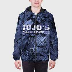 Куртка с капюшоном мужская ДжоДжо на фоне манги, цвет: 3D-черный — фото 2