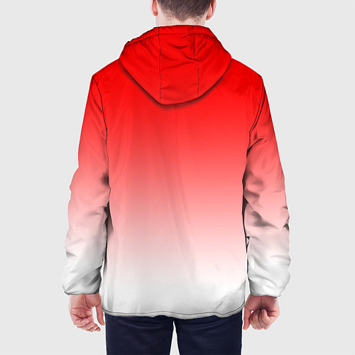 Мужская куртка Красно белый градиент / 3D-Черный – фото 4