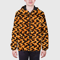 Куртка с капюшоном мужская Золотистый коричневый паттерн мозаика, цвет: 3D-черный — фото 2